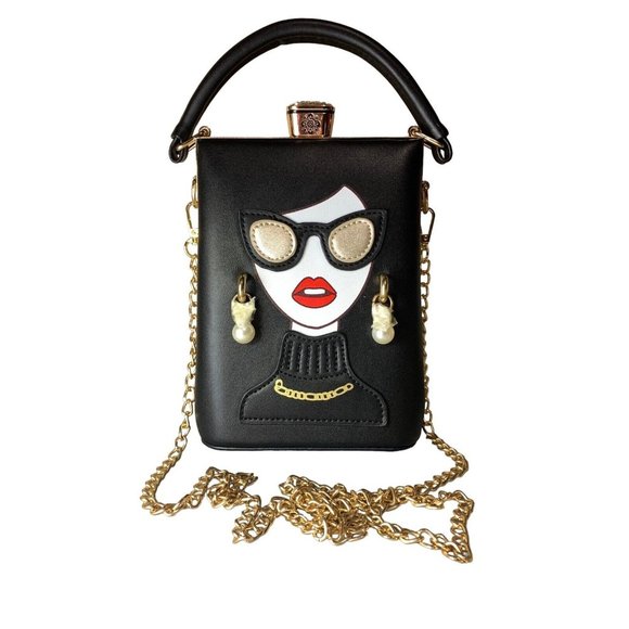 Joseph Handbags - Sunglass Girl Chic Novelty Bag Black Crossbody Purse With Chain